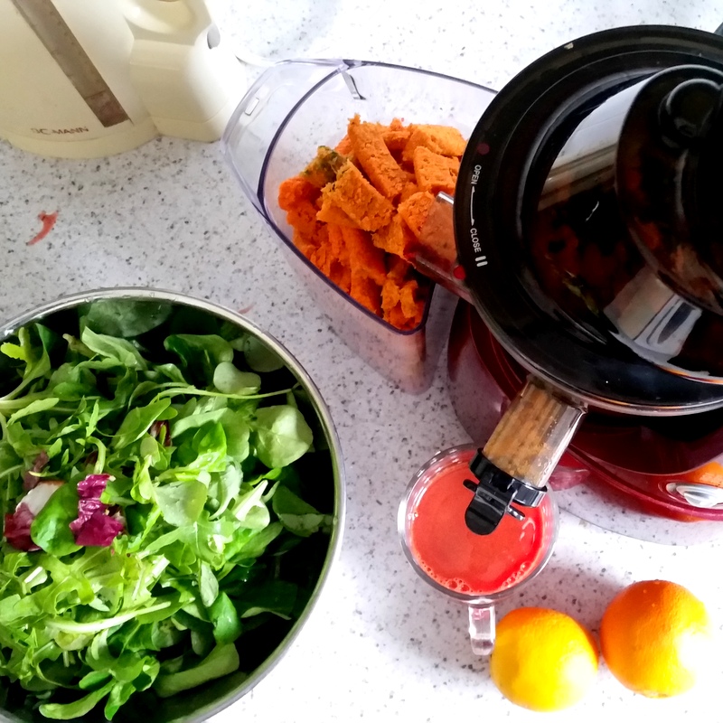 slow juicer-möhren-salat-wildgrün-detox-fasten