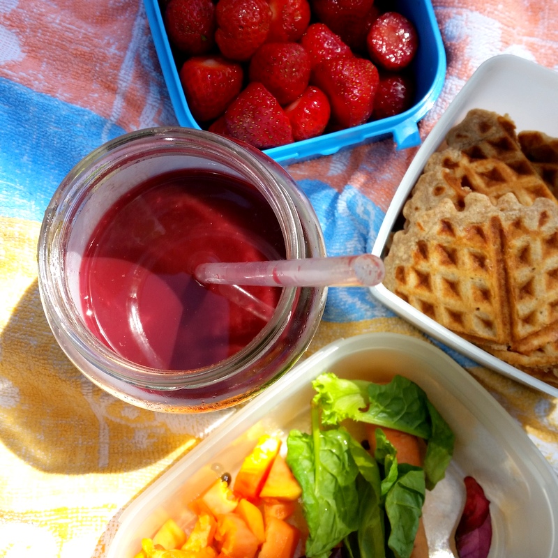 Picknick mit Kindern- Slow Juice- zuckerfreie Waffeln- Erdbeeren- SOmmer- Schloss Tonndorf