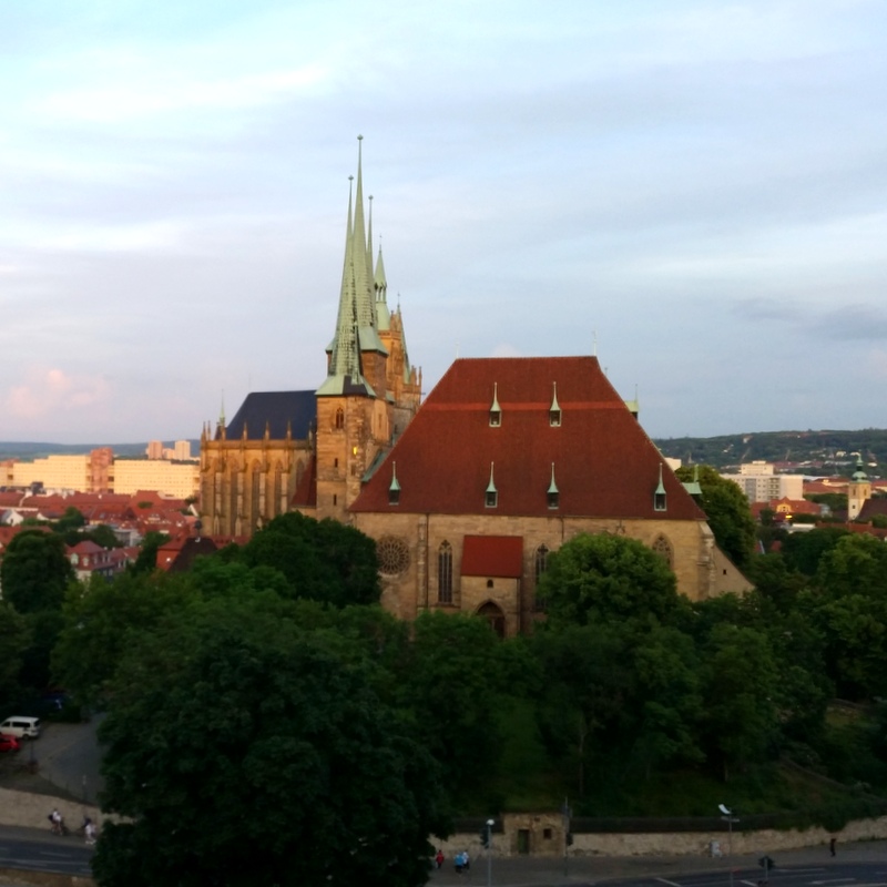 Erfurt- Dom und Severikirche- Abend- Petersberg- Sommer